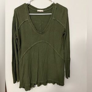 It's Our Time Forest Green Long Sleeve V-Neck Top
